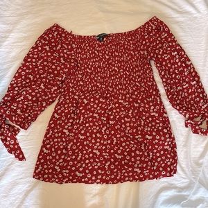 Cute red off the shoulder blouse